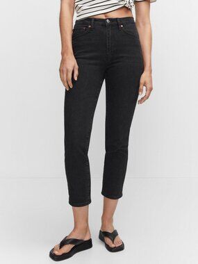 NWT Mango Claudia Black Slim Cropped Jeans size XS / 2